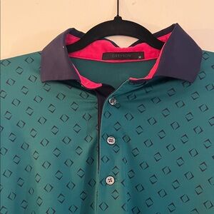 Greyson Men's Teal Polo with Navy Contrast Collar and Pink Trim